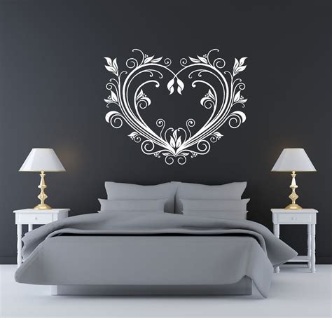 Heart Decal Hearts Wall Decor Romantic Leaves Swirl Home - Etsy