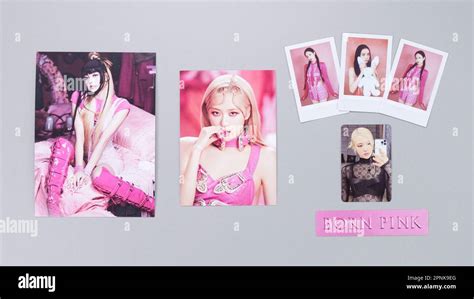 BlackPink BORN PINK 2nd Album Box set with posters cards selfie on grey. Pink CD version. South ...