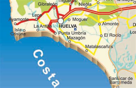 Full map of Huelva province, Huelva map, Spain