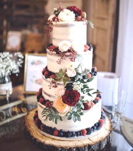 Janousek Florist - Reception Flowers - Rustic Berry Wedding Cake Flowers