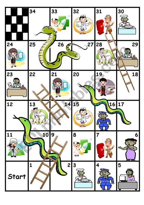 English Printable Snake And Ladder Game