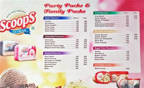 Scoops Ice Cream Menu and Price List for Bowenpally, Secunderabad | nearbuy.com