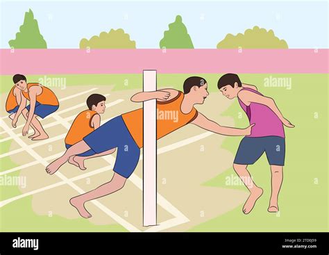 Vector illustration of boys Playing Indian Game Kho Kho Stock Vector ...