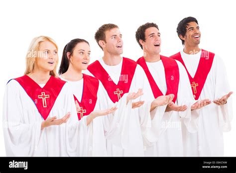 church choir singing on white background Stock Photo - Alamy