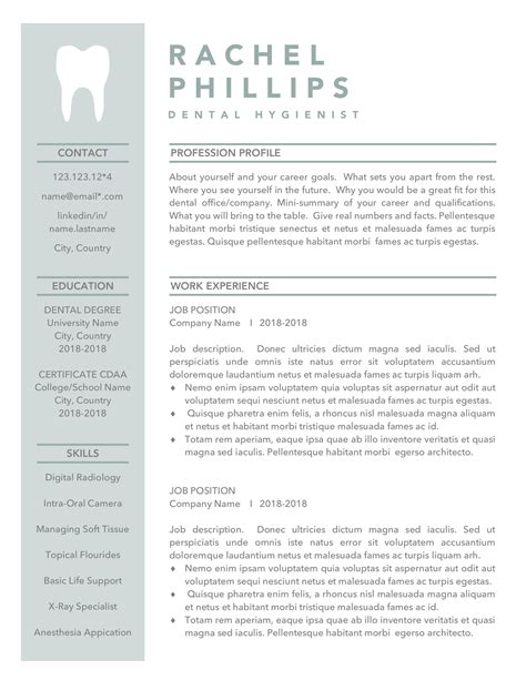 Dental Resume Template, Hygienist Resume Bundle, Dentist Resumes, Dental Assistant CV Templates ...