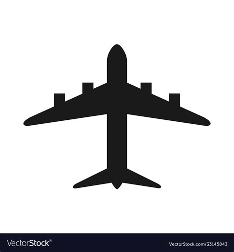 Black and white plane silhouette Royalty Free Vector Image