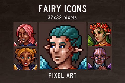 Free Fairy Avatar Icons 32x32 Pixel Art - CraftPix.net