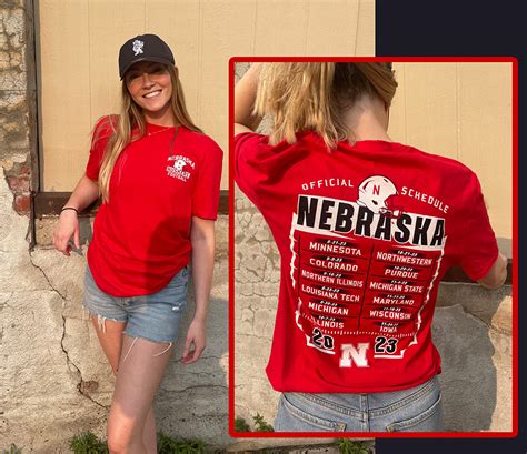 Red 2023 Nebraska Football Schedule SS Tee Western