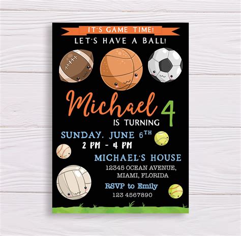 Sports invitation sports birthday party invitation printable | Etsy | Boy birthday invitations ...