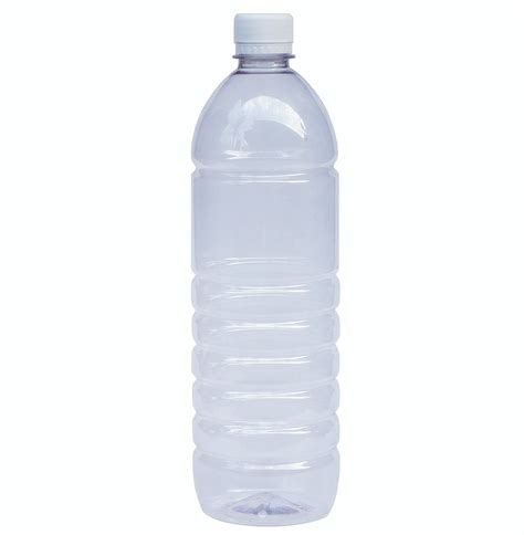 1-Liter, PET, Clear Mineral Water Bottle, White Cap