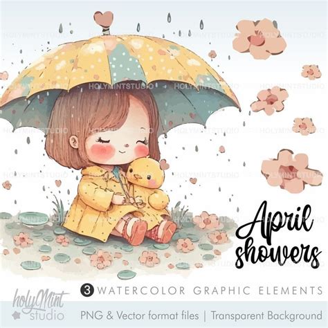 Rainy Day Clipart, April Showers Clipart, Spring Clipart, Rainy Day ...