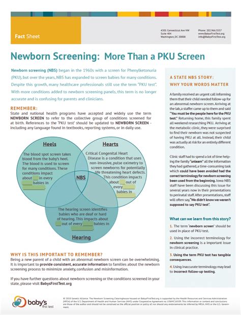 Newborn Screening: More Than a PKU Screen Fact Sheet | Baby's First Test | Newborn Screening ...