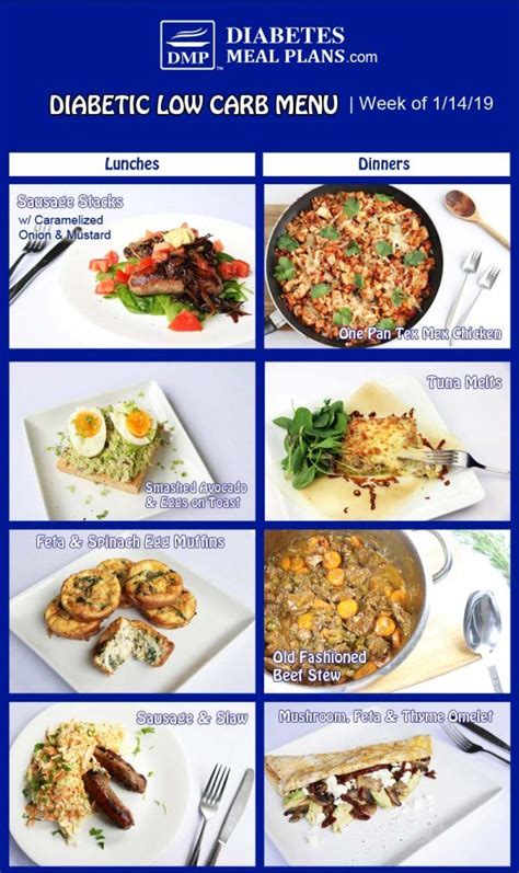 Featured Low Carb Diabetic Menu: Week of 1/14/19 Diabetic Meal Plan, Low Carb Meal Plan, Diet ...