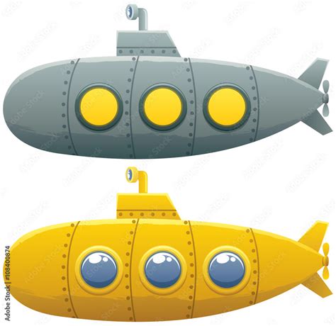 Submarine / Cartoon submarine in 2 versions. Stock-Vektorgrafik | Adobe Stock