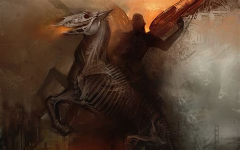 Person riding on brown skeleton horse painting, warrior, horse HD ...