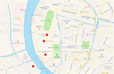 Bangkok temples map - Map of temples in bangkok (Thailand)