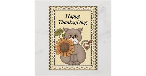 Thanksgiving Cat greeting postcard | Zazzle