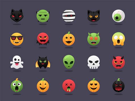 Halloween Emoji Vector Set 247376 Vector Art at Vecteezy