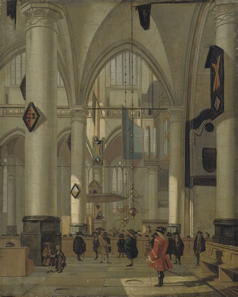 Attributed to Hendrik van Streek (Amsterdam 1659-after 1719) , The interior of a protestant ...