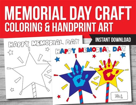 Memorial Day Craft Activity Handprint Art Memorial Day - Etsy