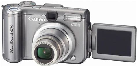 Canon A620 Digital Camera, Resolution 7.4 Megapixel, Optical Zoom 4x, Camera Type Standard Point ...