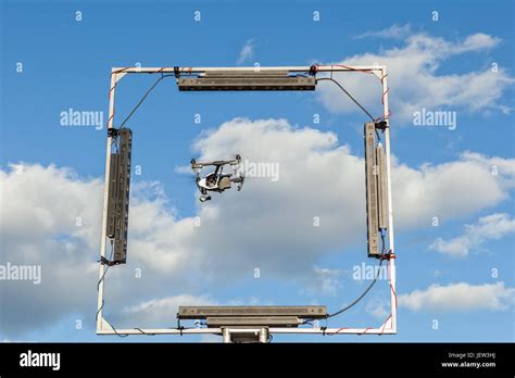 Copter flies through the frame. New unmanned aerial copter Stock Photo ...