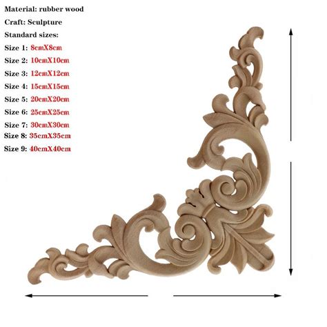 the measurements for an ornate wood carving