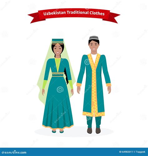 Uzbekistan Traditional Clothes People Stock Vector - Illustration of fashion, bright: 64982011