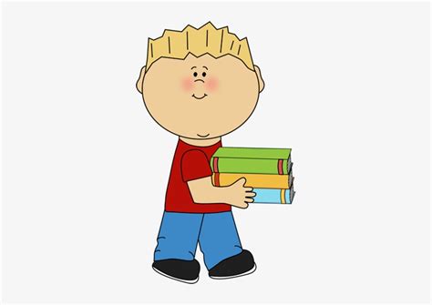 Little Boy Carrying A Stack O - Librarian Classroom Job Clipart Transparent PNG - 303x500 - Free ...