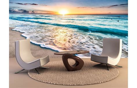 Sunrise over beach Wall Mural | Beach wall murals, Wallpaper decor, Wall murals