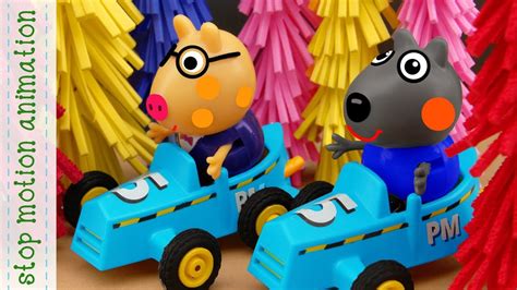 Car wash Peppa Pig toys stop motion animation - YouTube