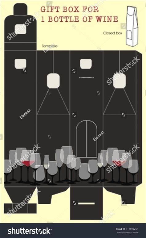 Gift Box Template One Bottle Wine Stock Vector (Royalty Free) 111596264