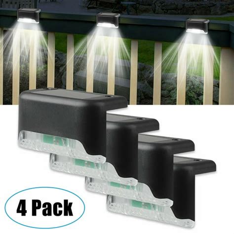 4 Solar LED Bright Deck Lights Outdoor Garden Patio Railing Decks Path Lighting - Walmart.com ...