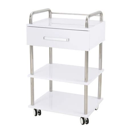 [Hot Item] White Stainless Steel Lockable Salon Trolley Trolley Carts ...