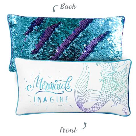 KIDS IMAGINE MERMAID PILLOW W/ AQUA PURPLE REVERSIBLE SEQUINS ...