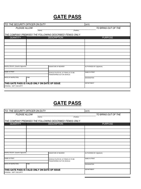 Gate Pass Form | PDF