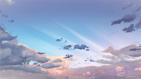 Download wallpaper 1366x768 sky, clouds, original, anime, tablet ...