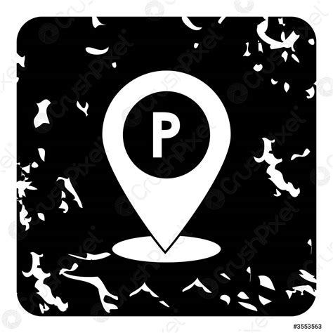 Parking map pin icon, grunge style - stock vector 3553563 | Crushpixel