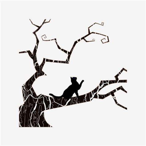 Halloween Black Cat Silhouette PNG Transparent, Halloween Cat And Tree Halloween Cat And Tree ...