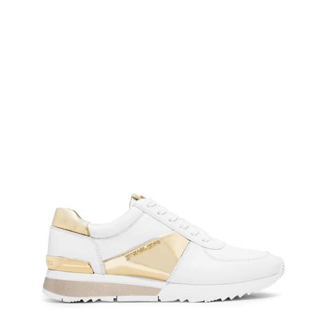 Lyst - Michael Kors Allie Metallic-trim Leather Sneaker in White