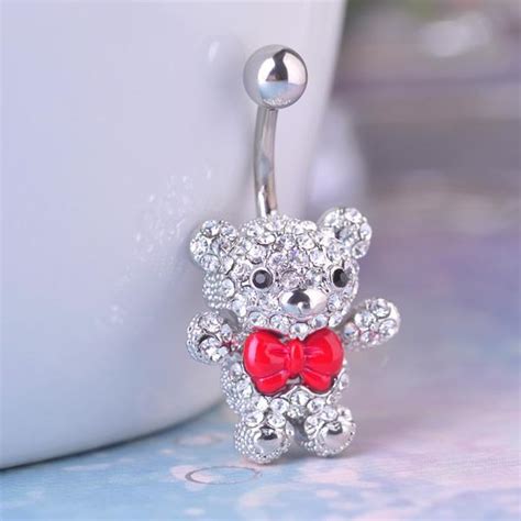 Cute Teddy Bear Character Belly Button Ring | Belly button rings, Belly ...