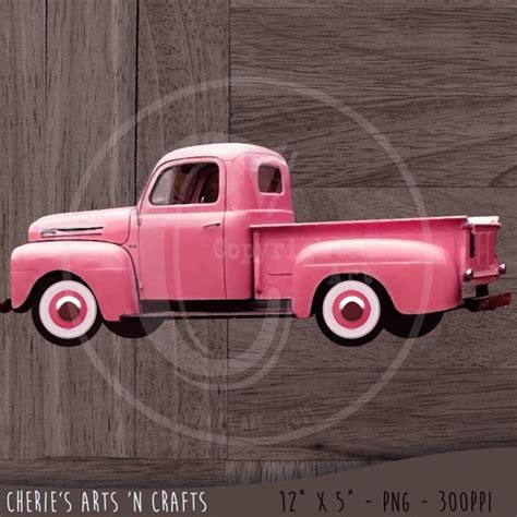 Pink Truck Clipart Vintage Style Pink Pickup Truck Old | Etsy