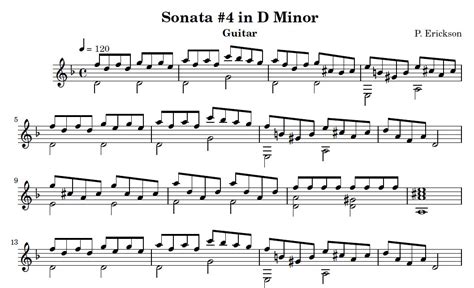 Sonata No. 4 in D Minor Classical Guitar Sheet Music - NoteRunner