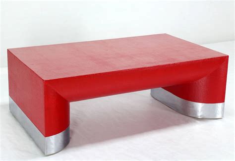 Large Rectangle Grass Cloth Mid-Century Modern Coffee Table in Fire Red ...