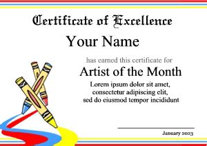 Art Award Certificate Template