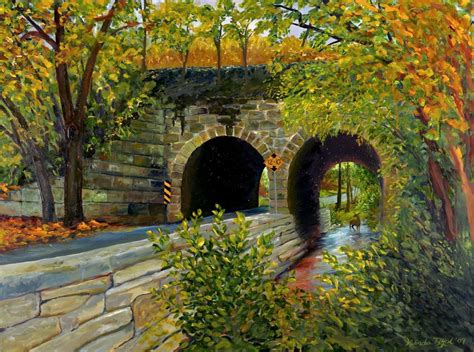 Twin Arch Bridge oil Painting Print of Old Railroad bridge in