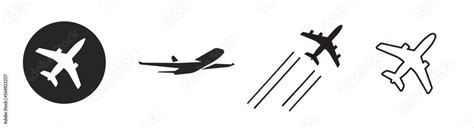 Airplane icon takeoff logo black pictogram set vector or plane take off ...