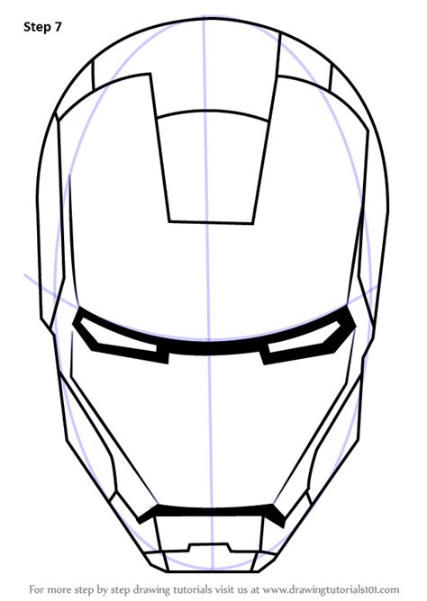 Learn How to Draw Iron Man's Helmet (Iron Man) Step by Step : Drawing ...