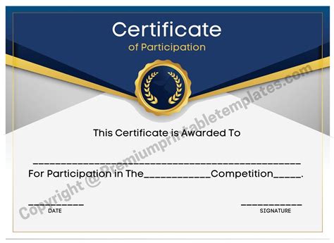 Printable Certificate of Participation PDF & Editable Canva Template - Etsy