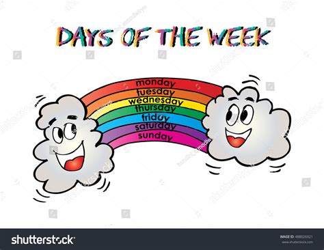 Names Days Week Rainbow Cartoon Style 스톡 벡터(로열티 프리) 488026921 | Shutterstock